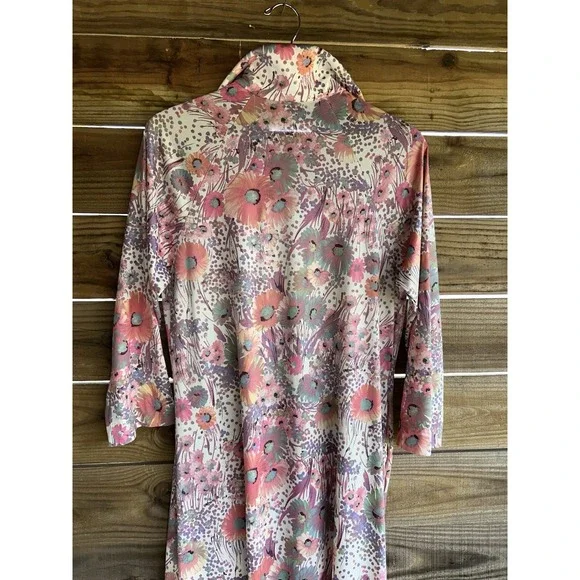 vintage caftans for women small floral half zip - Picture 2 of 5